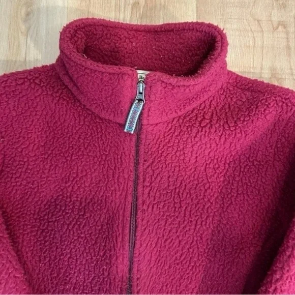 L.L. Bean Magenta Pink Sherpa Fleece Jacket - Picture 4 of 7